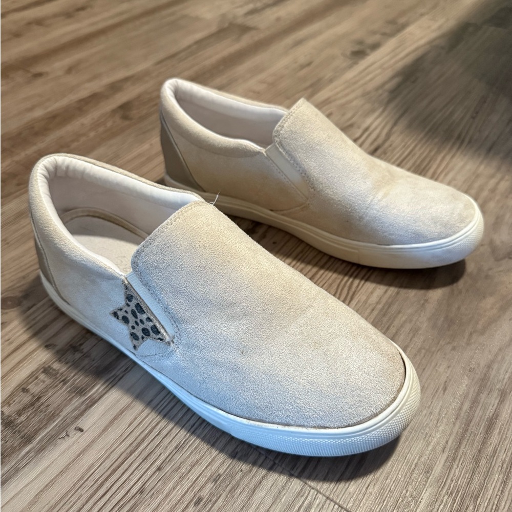 Beige Suede Slip-On Sneakers